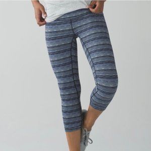 Lululemon Wunder Under Crop III 21.5 Space Dye Twist Sapphire Blue Leggings 6